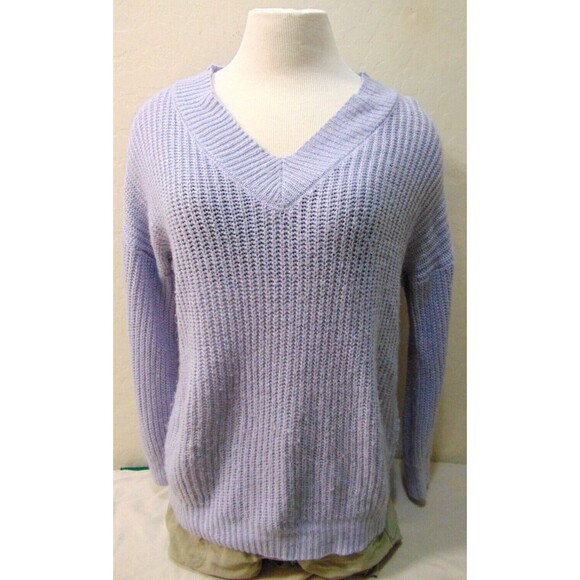 Derek Hearth MATERNITY Lavender Purple Chunky Knit V Neck Cheap Sweater Large - Picture 1 of 7